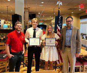 AOF teacher, Charlie Kard, Chloe Lambrecht and NE Exchange Rep.